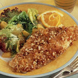 Potato Pecan Crusted Catfish with Ginger Dressed Salad