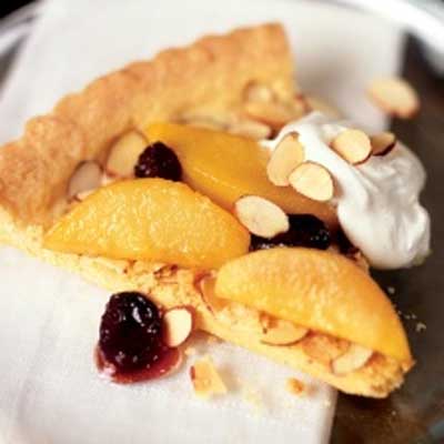 Almond Polenta Tart with Caramelized Pears & Cherries