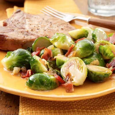 Caramelized Onion & Bacon Brussels Sprouts