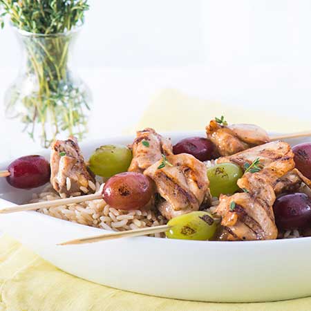 Chicken and Grape Kebabs with Thyme