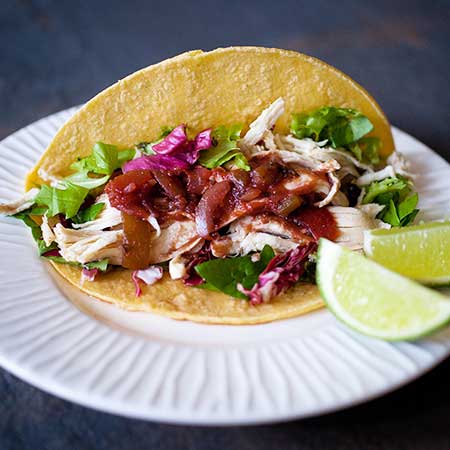 Chicken Tacos with Tomato and Grape Juice Salsa