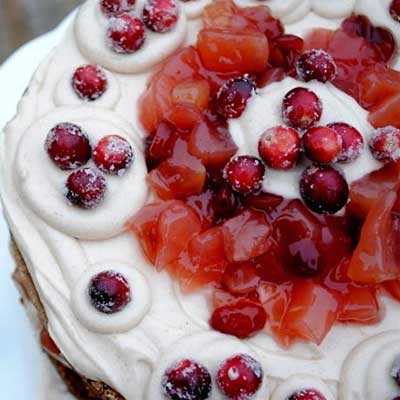 Gingerbread Cake with Apple Cranberry Filling & Cinnamon Buttercream