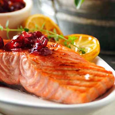 Grilled Salmon with Cranberry Salsa