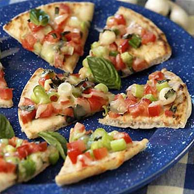 Grilled Tomatoes & Basil Pita Bread