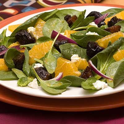 Orange and Spinach Salad with Prunes