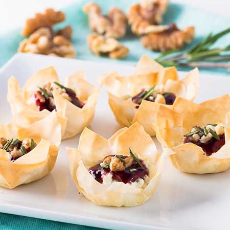 Phyllo Cups with Goat Cheese and Raspberry Spread