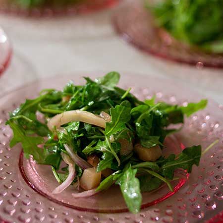 Roasted Fennel, Pear and Arugula Salad with Balsamic-Grape