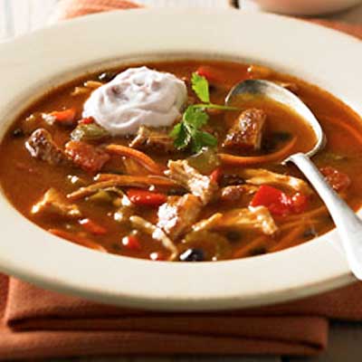 Savory Chili Chicken Soup with Cranberry Creme