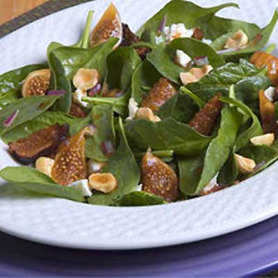 Warm Spinach Salad with Dried Figs and Feta