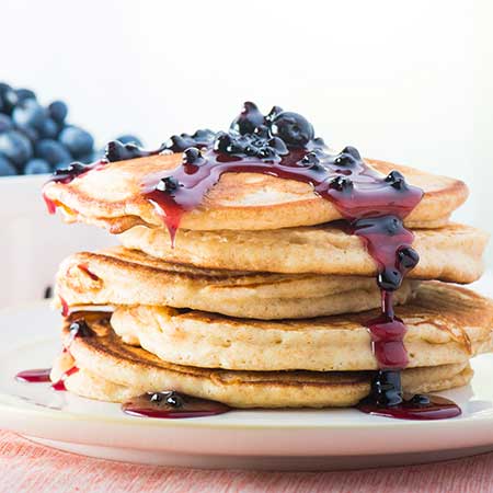 Whole Wheat Blueberry Pancakes with Blueberry Grape Compote