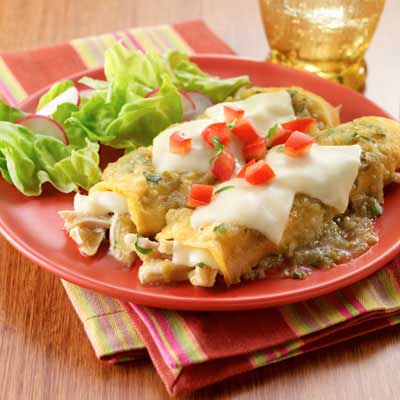 Chicken & Tomatillo Sauce Enchiladas