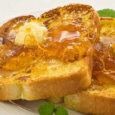 Almond-Stuffed Battered French Toast with Orange Glaze