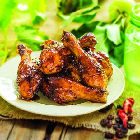 Roasted Drumsticks with Chipotle Raisin Glaze