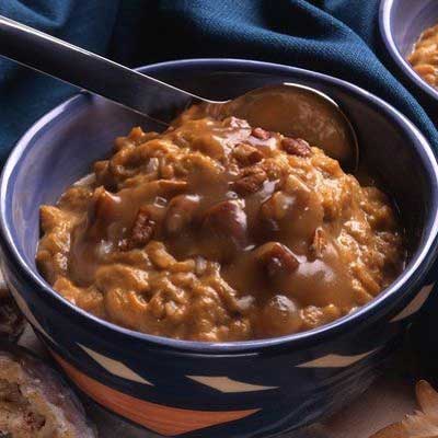 Pumpkin Rice Pudding with Apple Pecan Sauce