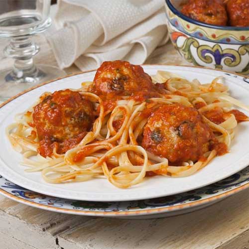 Marinara Poached Turkey Meatballs with Raisins