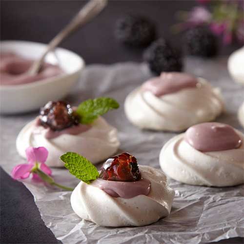 Mixed Berry & Vanilla Bean Pavlova Nests