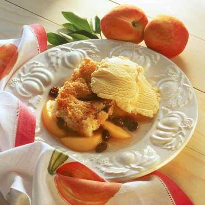 Peach Raisin Cobbler