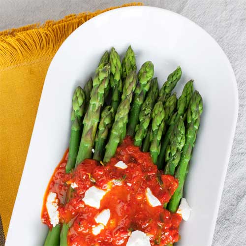 Asparagus with Red Pepper Dressing