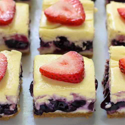 Red, White and Blueberry Cheesecake Squares