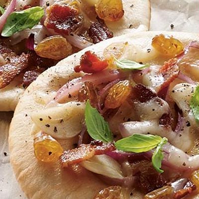 Mini Bacon, Cheese and Raisin Pita Pizza