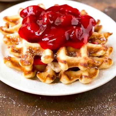 Strawberry Cream Cheese Stuffed Waffles