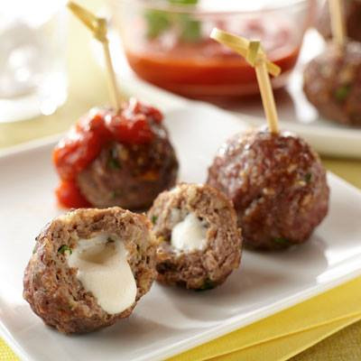Mozzarella-Stuffed Appetizer Meatballs