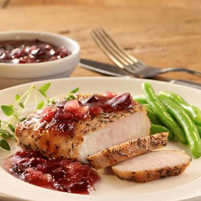 Pork Chops with Blueberry Craisins Sauce