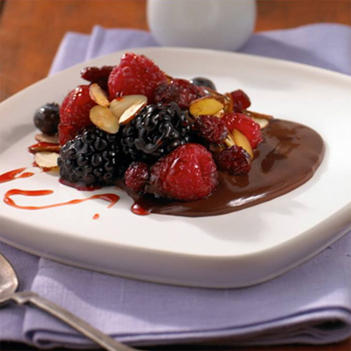 Cranberry Glazed Berries in Dark Chocolate Pools