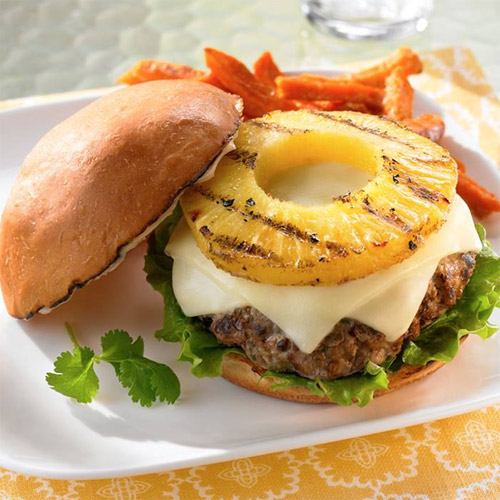 Teriyaki Pork Burgers with Grilled Pineapple