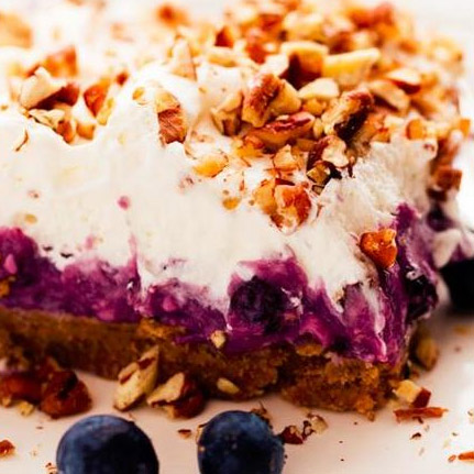 No Bake Creamy Blueberry Pecan Squares