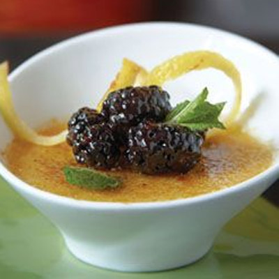 Lemon Creme Brulee and Fresh Blackberries