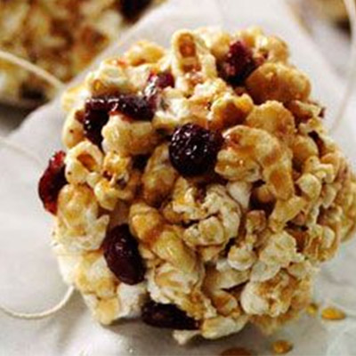 Maple Cranberry Popcorn Balls