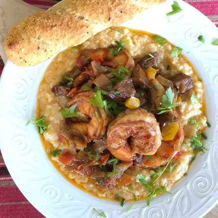 Creole Shrimp and Smoked Gouda Rice Grits