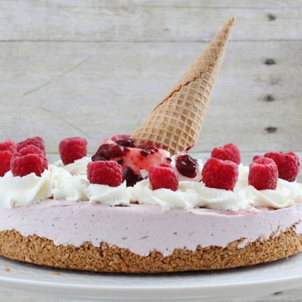 Raspberry Ice Cream Pie with Ice Cream Cone Crust