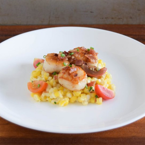 Sauteed Scallops with Summer Creamed Corn