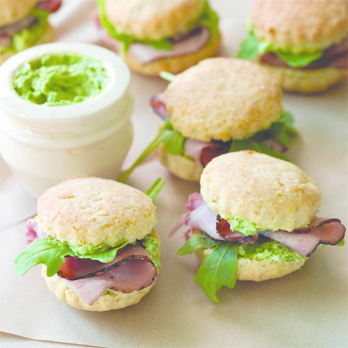 Mini Biscuits with Ham and Parsley