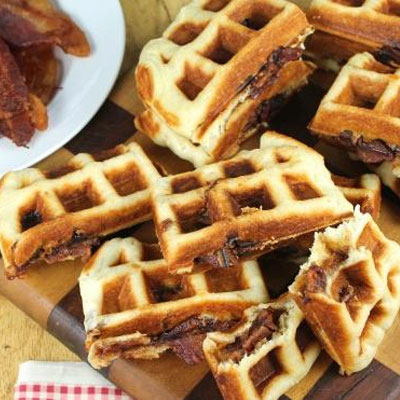 Apple Butter and Bacon Stuffed Waffles