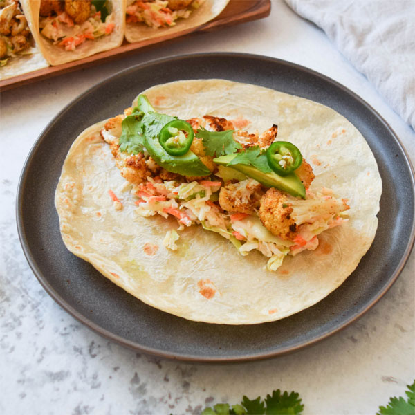 Cauliflower Tacos with Spicy Slaw