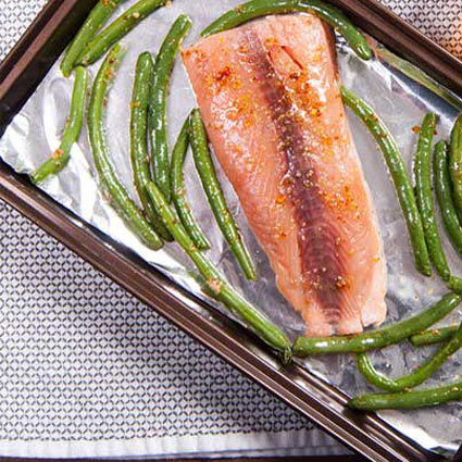 One-Pan Honey Mustard Salmon & Green Beans