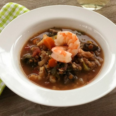Lentil, Shrimp and Rice Soup